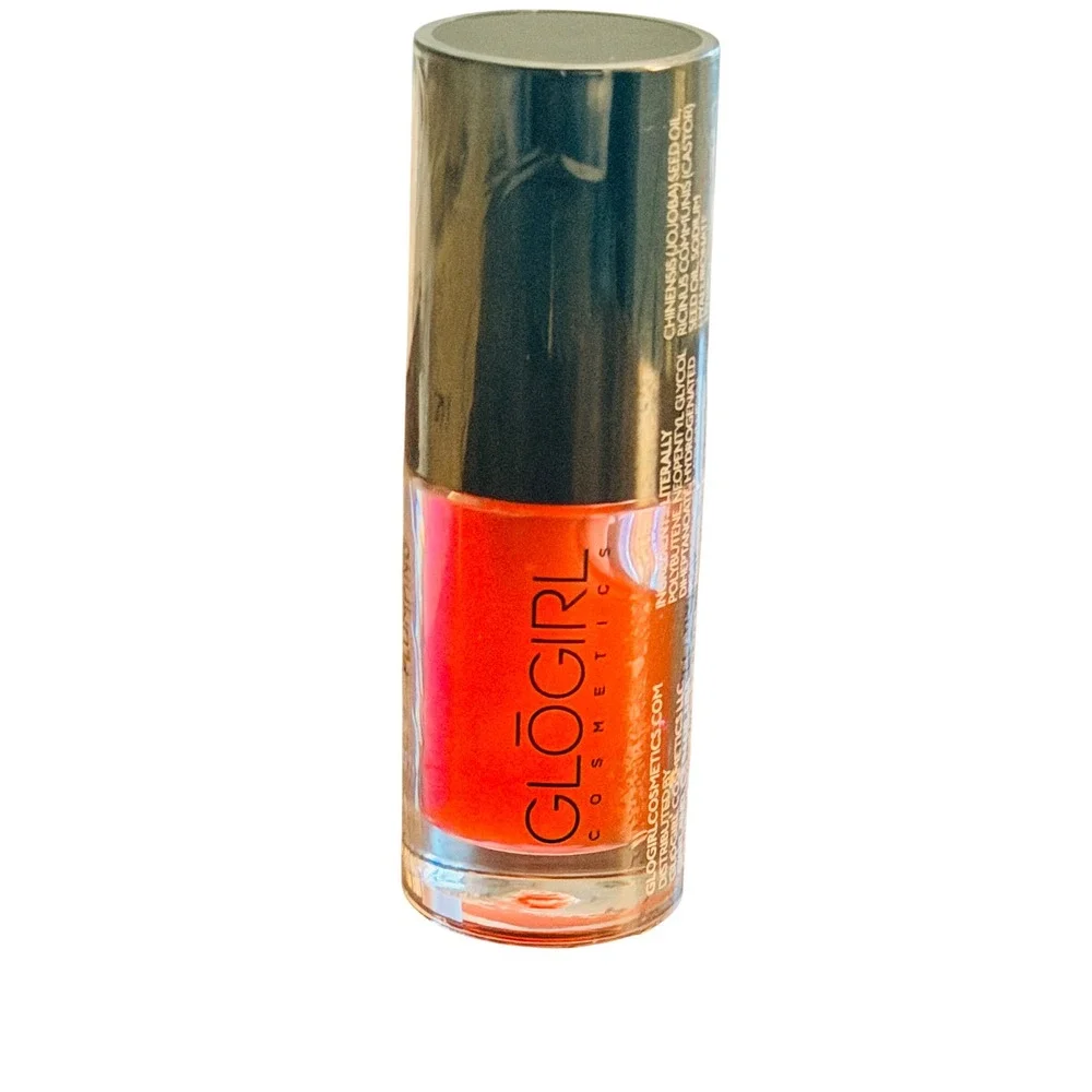 GloGirl Cosmetics Lip Oil Literally Orange Red High Shine Plumping 0.12oz 3.5ml